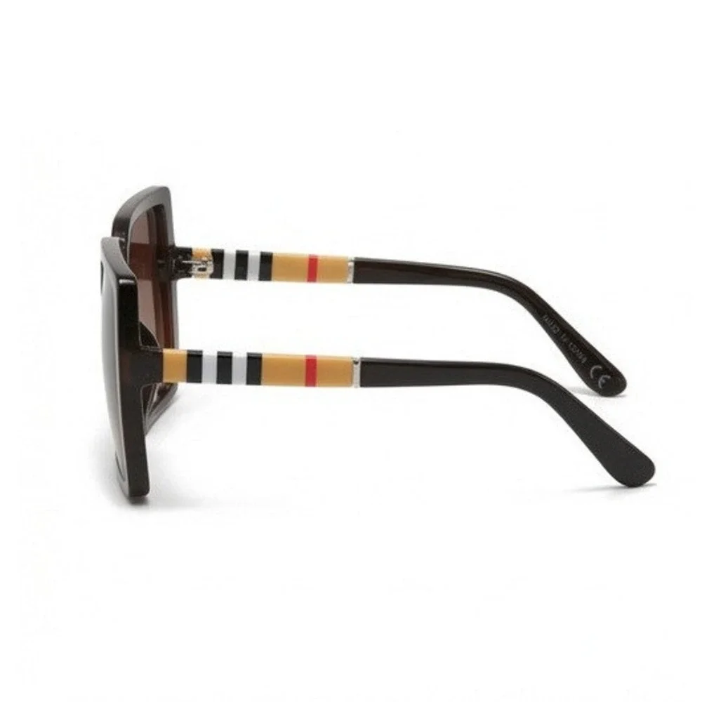 Womens Oversized‎ Square Sunglasses Brown Striped Temple Gradient Lens Fashion